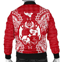 Tonga Polynesian Men's Bomber Jacket Map Red White - Polynesian Pride