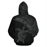 American Samoa Zip up Hoodie American Samoa Turtle Mermaid Polynesian Tattoo Gray - Polynesian Pride