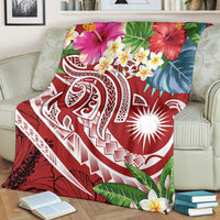 Marshall Islands Polynesian Premium Blanket - Summer Plumeria (Red) - Polynesian Pride