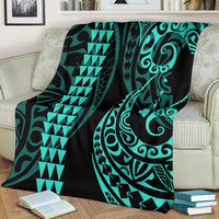 Hawaii Kakau Turquoise Polynesian Premium Blanket - Polynesian Pride