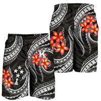Kosrae Micronesian Men Shorts - Black Plumeria - Polynesian Pride