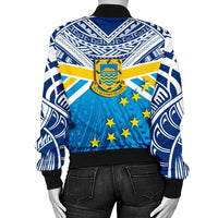 Tuvalu Rugby Women Bomber Jacket Polynesian Flag - Polynesian Pride