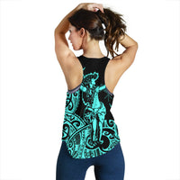 Polynesian Hawaii Women's Racerback Tank - Hula Girl Neon Blue - Polynesian Pride