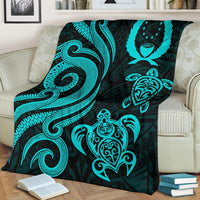 Pohnpei Micronesian Premium Blanket - Turquoise Tentacle Turtle - Polynesian Pride