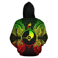Yap Polynesian All Over Zip up Hoodie Map Reggae - Polynesian Pride