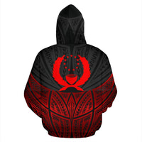 Pohnpei Polynesian Custom Zip up Hoodie Red Black Pride Map and Seal - Polynesian Pride