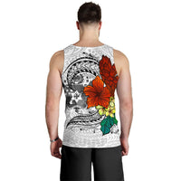 Tonga Men's Tank Top - Tropical Flowers White Patterns Style - Polynesian Pride