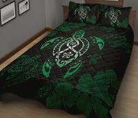 Hawaii Quilt Bed Set - Hawaii Polynesian Turtle Quilt Bed Set Flow Of Turtle Green - Polynesian Pride
