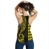 Hawaii Coat of Arm Women's Racerback Tank Yellow - Polynesian Pride