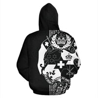 Tonga Polynesian Zip up Hoodie White Line - Polynesian Pride