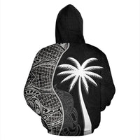 Tahiti Polynesian Zip up Hoodie Coconut Tree Black - Polynesian Pride