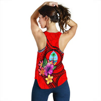 Guam Polynesian Women's Racerback Tank - Floral With Seal Red - Polynesian Pride