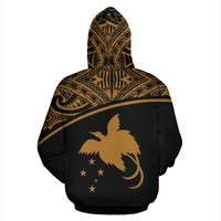 Papua New Guinea Polynesian All Over Custom Zip up Hoodie Gold Curve - Polynesian Pride
