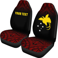 Papua New Guinea Custom Personalised Car Seat Covers - Papua New Guinea FLag Polynesian Tattoo Fog Red - Polynesian Pride