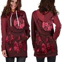 Tonga Hoodie Dress - Tonga Coat Of Arms Dreamcatcher Red Version - Polynesian Pride
