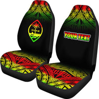 Guam Custom Personalised Car Seat Covers - Guam Coat Of Arms Fog Reggae Style - Polynesian Pride