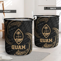 Guam Polynesian Laundry Basket - Gold Tribal Wave - Polynesian Pride
