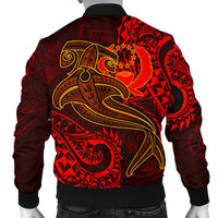 Pohnpei Men's Bomber Jacket - Red Shark Polynesian Tattoo - Polynesian Pride