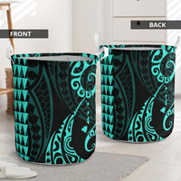 Kakau Polynesian Map Hawaii Laundry Basket Turquoise AH - Polynesian Pride