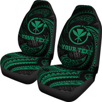Hawaii Polynesian Custom Personalised Car Seat Covers - Green Tribal Wave - Polynesian Pride