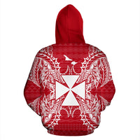 Wallis nd Futuna Polynesian ll Over Hoodie Map Red White - Polynesian Pride