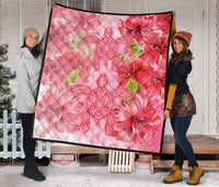 Hawaii Turtle Hibiscus Premium Quilt - Pink Style - Polynesian Pride
