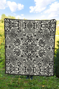 Polynesian Tribal Premium Quilt Black White - Polynesian Pride