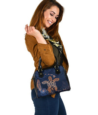 Personalized - Hawaii Kakau Polynesian Aloha Turtle Map Shoulder Handbag - Indigo - Polynesian Pride