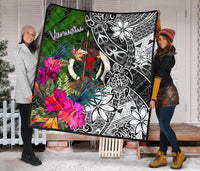 Vanuatu Premium Quilt - Turtle Plumeria Banana Leaf - Polynesian Pride