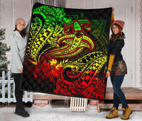 Polynesian Premium Quilt - Reggae Shark Polynesian Tattoo - Polynesian Pride