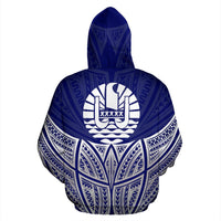 Tahiti Polynesian Custom Hoodie Blue Pride Map nd Seal - Polynesian Pride