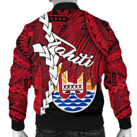 Tahiti Polynesian Custom Personalised Men's Bomber Jacket - Tribal Wave Tattoo Flag Style - Polynesian Pride