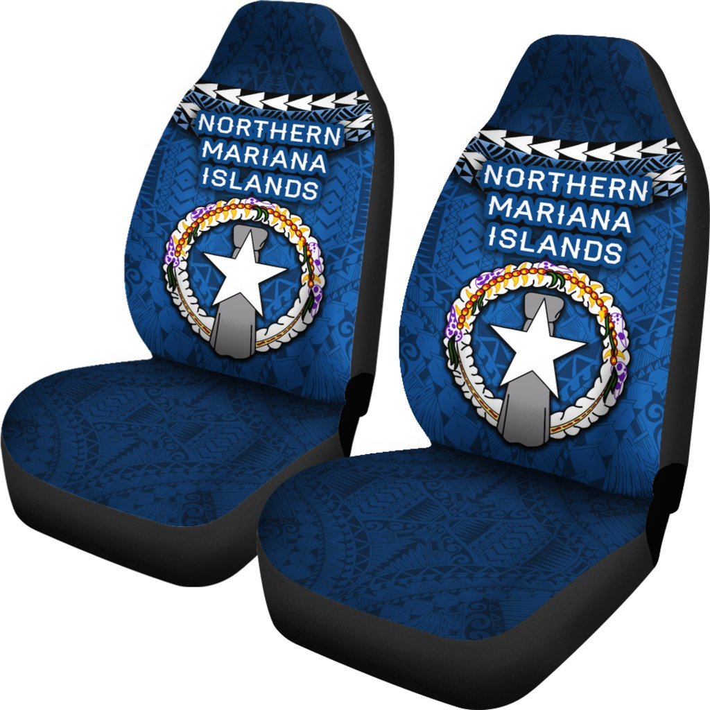 Northern Mariana Islands Polynesian Car Seat Covers - Vibes Version Universal Fit Black - Polynesian Pride