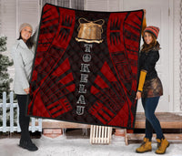 Tokelau Premium Quilt - Tokelau Coat Of Arms Polynesian Red Tattoo - Polynesian Pride