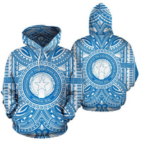 Northern Mariana Islands ll Over Hoodie Northern Mariana Islands Coat of rms Polynesian Flag Color - Polynesian Pride