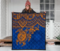 Marshall Islands Polynesian Premium Quilt - Blue Turtle - Polynesian Pride