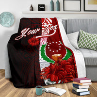 Pohnpei Micronesia Custom Personalised Premium Blanket - Coat Of Arm With Hibiscus - Polynesian Pride