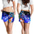 Custom Personalised Yap Women's Shorts - Humpback Whale with Tropical Flowers (Blue) - Polynesian Pride