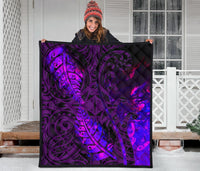 Aotearoa Maori Premium Quilt Silver Fern Koru Vibes Purple - Polynesian Pride