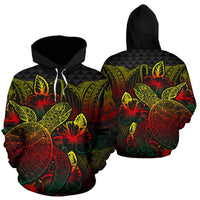 Polynesian Hoodie Turtle Hibiscus Reggae Unisex Reggae - Polynesian Pride