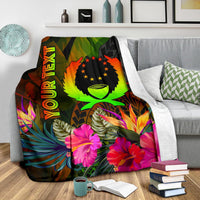 Pohnpei Polynesian Personalised Premium Blanket - Hibiscus and Banana Leaves - Polynesian Pride