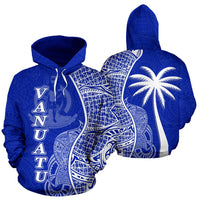 Vanuatu Polynesian Hoodie Coconut Tree Blue Unisex Blue - Polynesian Pride
