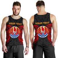 Tahiti Polynesian Custom Personalised Men's Tank Top - Tahitians Spirit Red - Polynesian Pride
