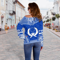 Pohnpei Flag Polynesian Chief Women's Off Shoulder Sweater - Polynesian Pride