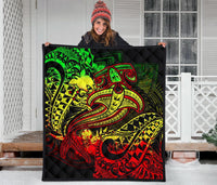 Papua New Guinea Premium Quilt - Reggae Shark Polynesian Tattoo - Polynesian Pride