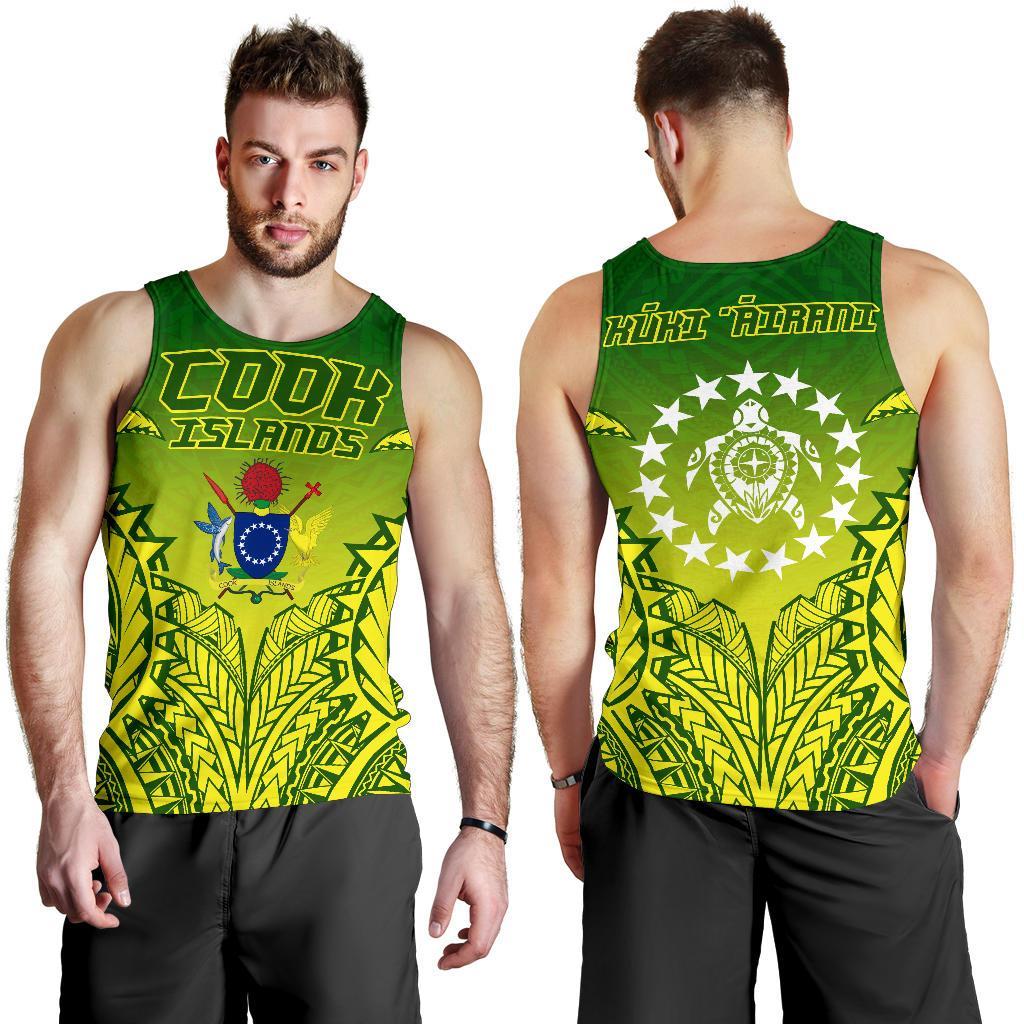Cook Islands Premium Tank Top A7 Green and Yellow - Polynesian Pride