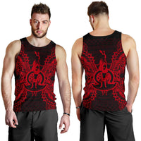 Vanuatu Polynesian Men Tank Top Map Red - Polynesian Pride