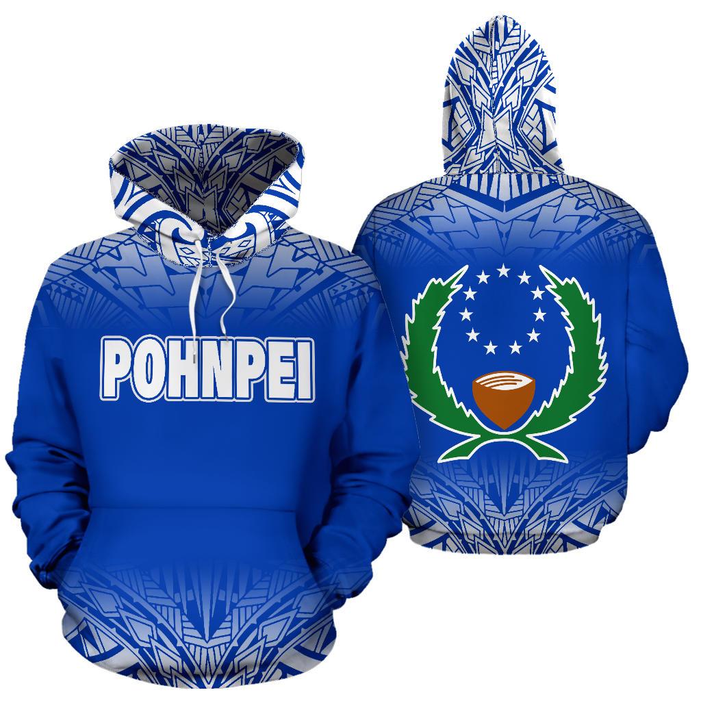 Pohnpei All Over Hoodie Blue Fog Style Unisex Blue - Polynesian Pride