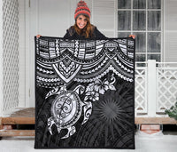 Marshall Islands Polynesian Premium Quilt - White Turtle - Polynesian Pride