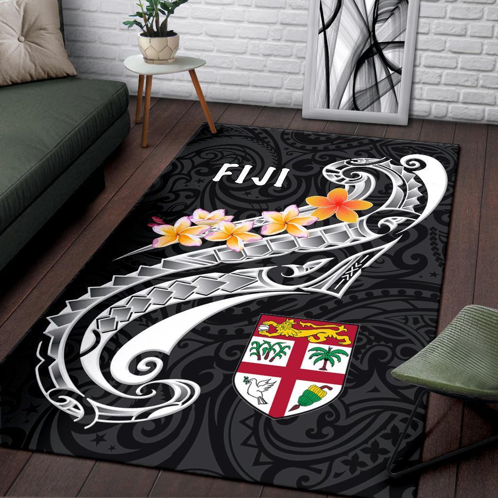 Fiji Area Rug - Fiji Seal Polynesian Patterns Plumeria (Black) Black - Polynesian Pride